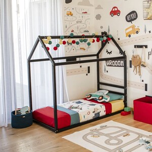Montessori floor bed Montessori toddler bed frame House shaped bed Toddler house bed Montessori kid bed, Montessori house bed with SLATS