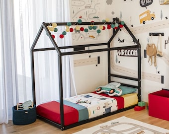 Montessori floor bed Montessori toddler bed frame - House shaped bed Toddler house bed Montessori kid bed, Montessori house bed with SLATS