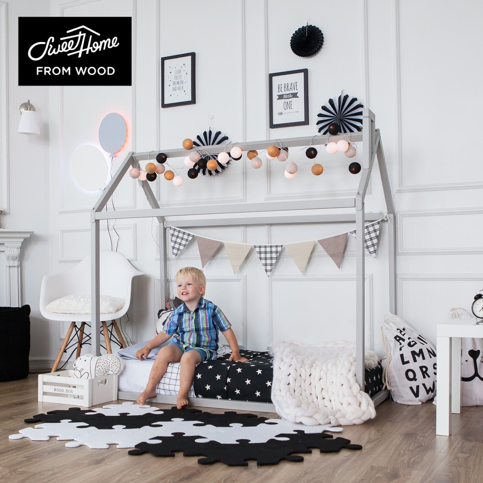 Children Bed Toddler Bed Play Tent Wooden Bed House Bed Teepee Etsy