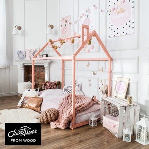 canopy tent, children bed, floor house bed, house shaped bed, Montessori bed, Montessori floor bed, Montessori furniture, floor bed, Wooden toddler bed, Wooden bed, house bed frame, Montessori bed, platform bed, kids bed, play house bed