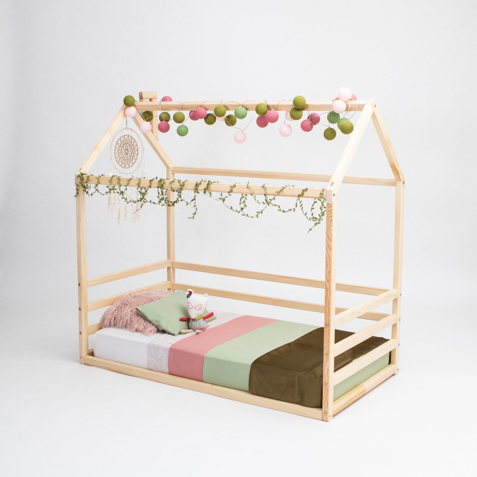 Toddler Bed Frame Bed Children Bed House Shaped Frame Wood Etsy
