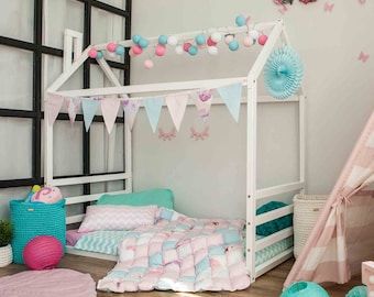 Montessori toddler floor Bed full size Montessori floor bed frame, Montessori bed frame, Toddler bed frame, Kid bed for toddler floor house