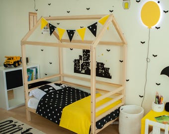 Montessori bed frame Toddler room - Canopy house bed for girls Platform bed for Toddler bed frame Double bed frame, Christmas gift for boys