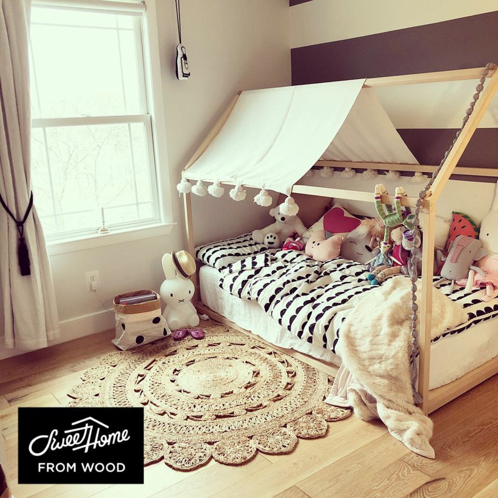 Children Bed Toddler Bed Play Tent Wooden Bed House Bed Teepee Etsy