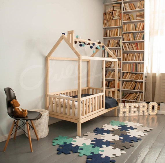 Kids Bedroom Floor Bed House Full Double Size Raised Bed