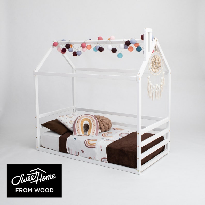 Toddler Bed Frame Bed Children Bed House Shaped Frame Wood Etsy