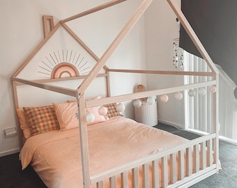 Double bed, FULL or QUEEN size bed for boy room or girls room baby bed montessori bed Montessori toddler room wooden bed surprise gift