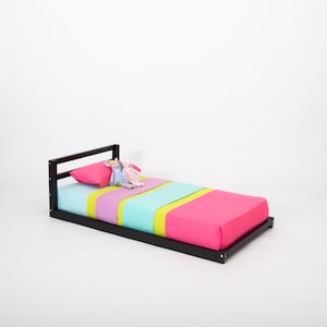Cama infantil Montessori de chão tamanho queen, cama infantil de chão tamanho casal, cama de madeira infantil, cama de solteiro para criança de 1 ano (presente)
