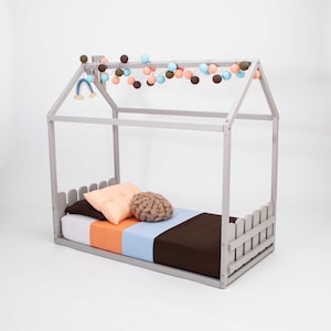 Zero clearance bed for kids Toddler floor bed Montessori floor bed, Montessori house bed, Kids Christmas gift, Toddler house bed with SLATS