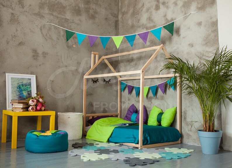 Toddler house bed Montessori floor bed kid/'s bedroom wood bed kid/'s bed