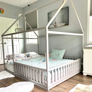 Platform bed, Scandinavian design child room, teepee kids bed, Toddler furniture, wood bed, wood beds for girls, wood house bed, Wood Houses, wood toy, wood toys, wooden bed, wooden playhouse, Childrens furniture, girls bed, Montessori house bed