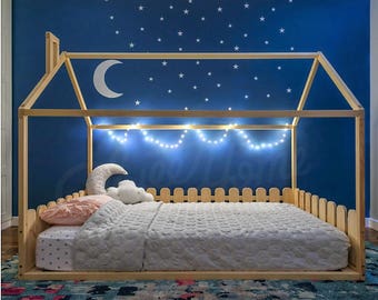 Montessori toddler house bed Montessori floor bed for child floor house bed frame for kids wooden house bed for kids, Toddler bed frame kid