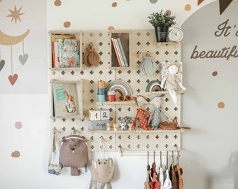 Nursery shelves Montessori shelves, Pegboard wall Pegboard shelves wall hanging shelf Pegboard shelf Floating shelves Pegboard display stand