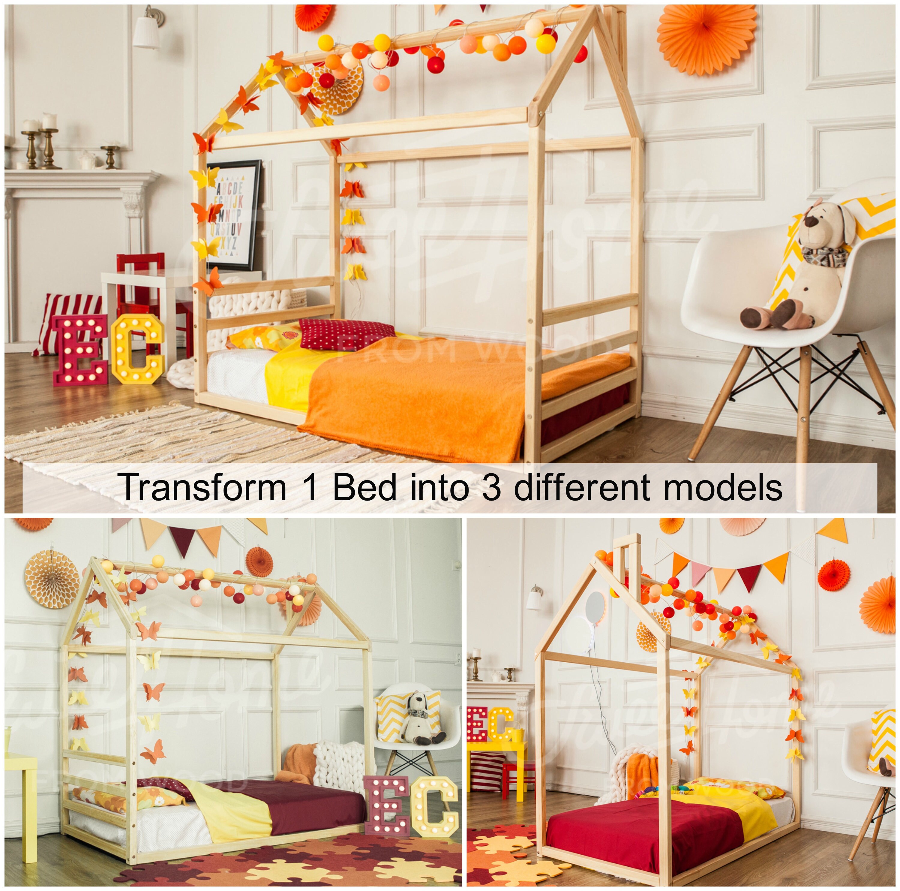 Children bed house frame bed Children furniture Toddler bed Etsy