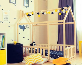 Letto Capanna Per Bambini In Legno Di Pino - Stile Montessori, 70x140cm, Bianco - Foto 10