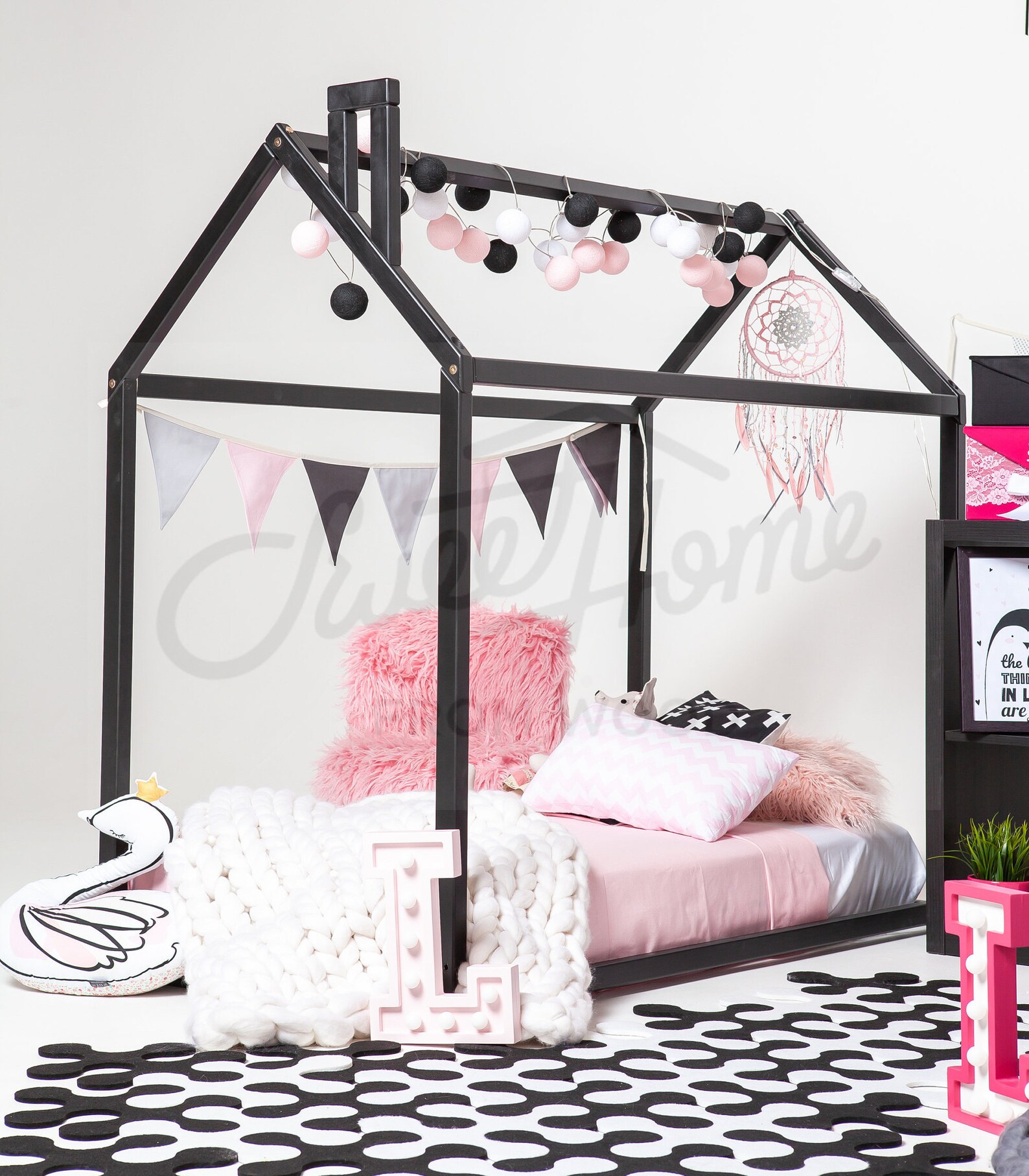 Children bed Toddler bed Play tent Baby bed Wooden bed House Etsy