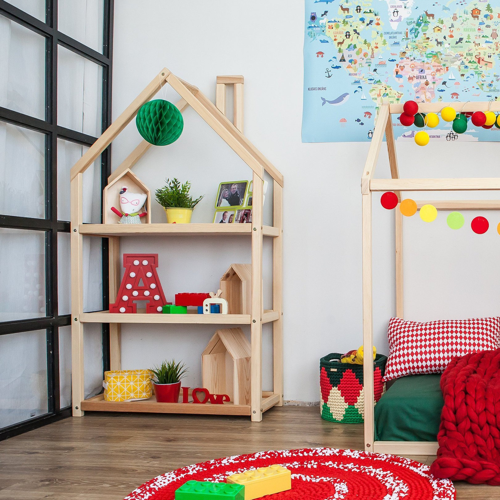 Kids Bedroom House Shaped Shelf Or, Large White Wooden Montessori Bookcase Dollhouse Toy Storage Unit