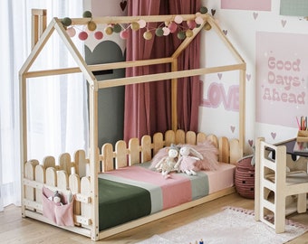 Home bed frame House bed frame Toddler home bed, Children home bed, Hut bed for kids, Boy's bed Toddler gift House-shaped bed with SLATS