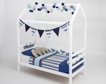 Toddler House bed full size, Double size Toddler bed house bed for kids, Kid bed with rails, House bed frame Child bed House bed on legs