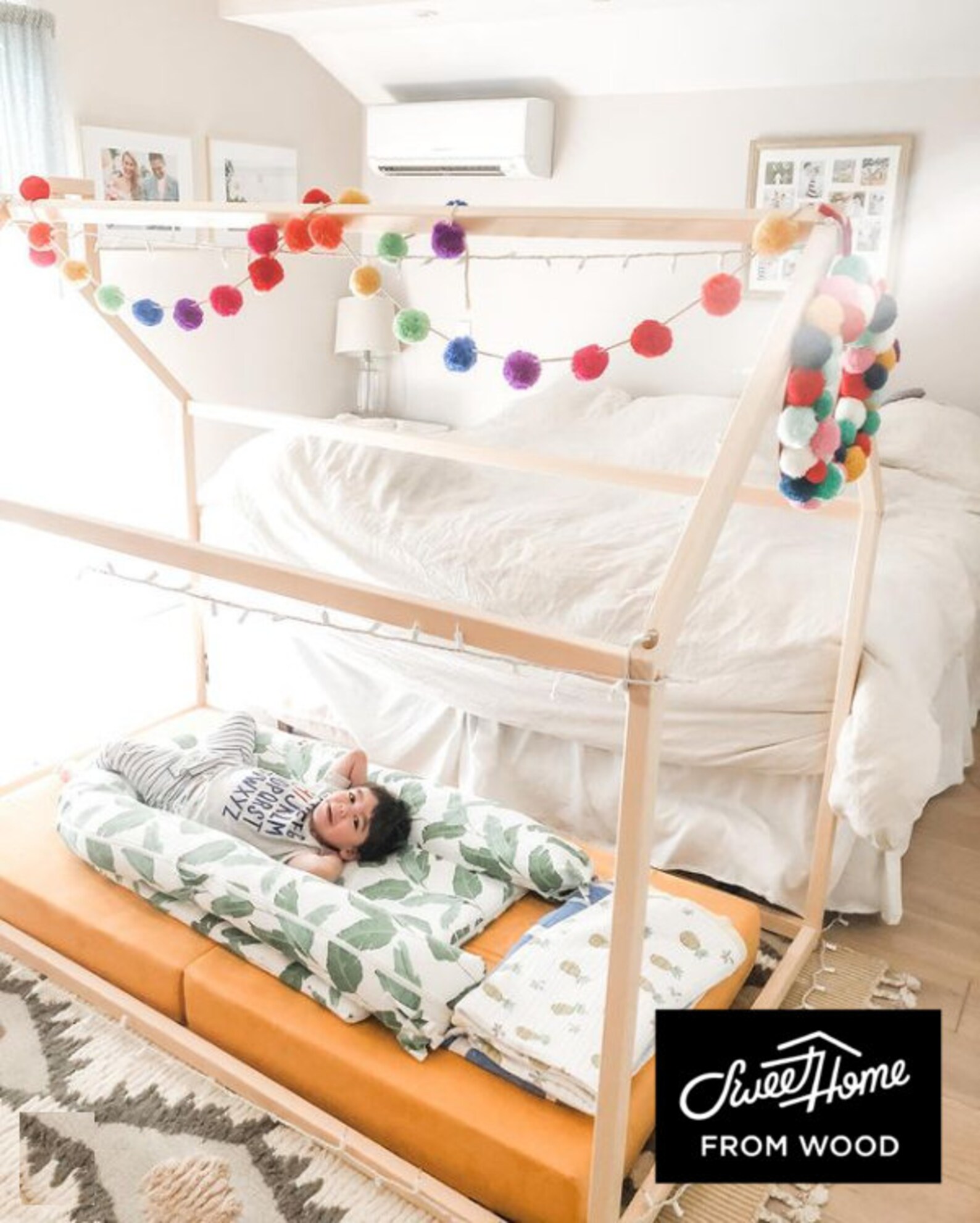 Children Bed Toddler Bed Play Tent Wooden Bed House Bed Teepee Etsy