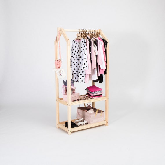 Vendor Display Children Wardrobe Garment Rack, Wood Clothing Rack