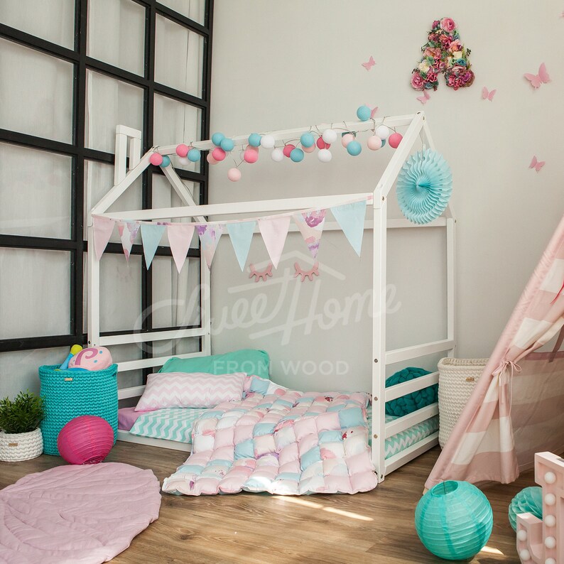 Children bed house frame bed Children furniture Toddler bed Etsy