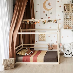 Platform bed Montessori floor bed with rails House shaped bed, Nursery bed Montessori house bed, Montessori toy, Frame bed Child bed SLATS