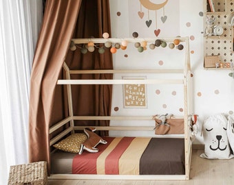 Platform bed Montessori floor bed with rails House shaped bed, Nursery bed Montessori house bed, Montessori toy, Frame bed Child bed SLATS