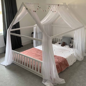 Montessori Toddler floor bed with rails, Montessori floor bed for boys Toddler bed, Floor house bed for Toddler house bed with SLATS
