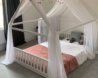 Montessori Toddler floor bed with rails, Montessori floor bed for boys Toddler bed, Floor house bed for Toddler house bed with SLATS