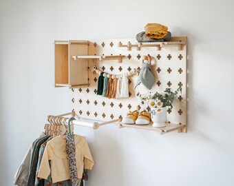 Estantes flotantes Tablero de clavijas Armario para niños Estantes de pared Organizador de escritorio, Estante colgante, Tablero de clavijas Estante flotante de madera Estante flotante de madera