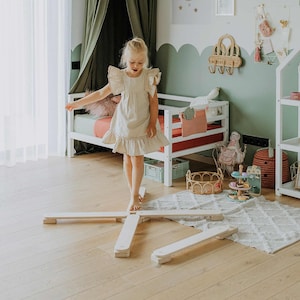 Wooden Balance Beam Set for Kids – Montessori Toy, Indoor Balance Beam, Toddler Balance Beam, Balance Beam Toy, First Birthday Gift