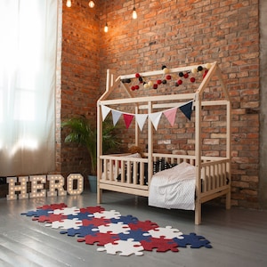 Platform bed for kids House bed for toddler Montessori bed Childrens bed, Christmas gift ideas for kids Canopy bed Twin bed, full bed