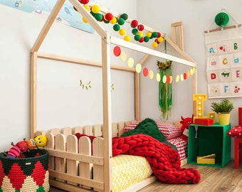 Buy Montessori Toddler Floor Bed With Rails Hut Bed for Kids