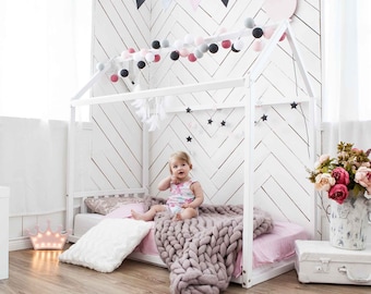 Montessori bed for toddlers Montessori floor bed for girls Montessori house  bed Toddler bed Low platform bed for kids Floor house bed, SLATS