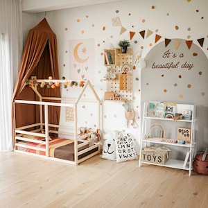 Montessori bed with SLATS Montessori floor bed with rails Kids bed House bed Frame bed, Nursery bed Diy house bed Toddler bed frame Children