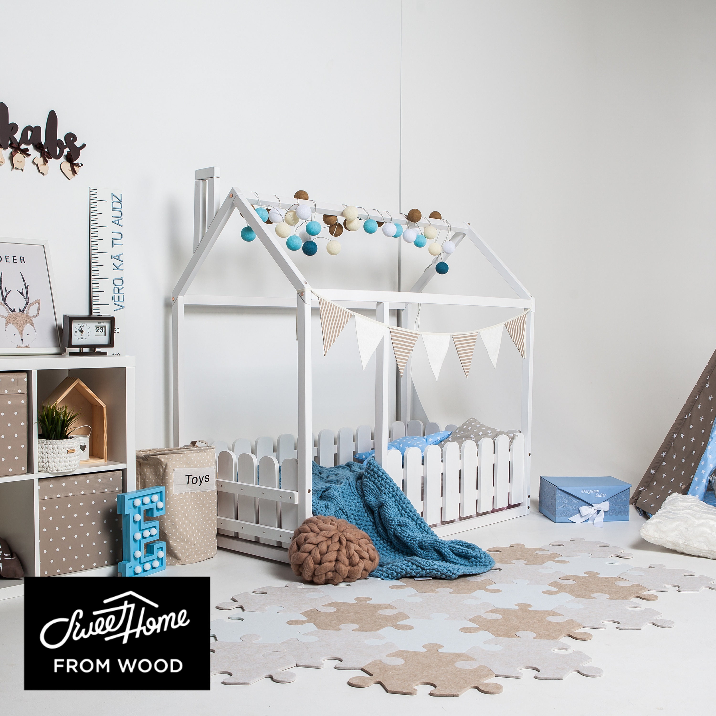 Full Size Bed Frame Queen Floor Bed Child House Bed Toddler Etsy