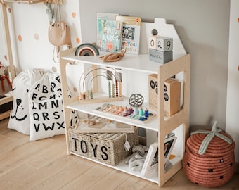 Estantería Montessori abierta para juguetes de casa de muñecas infantil, estantería Montessori para libros infantiles, regalo de Navidad para una niña, muebles para bebés