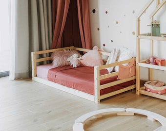 Montessori floor bed Montessori toddler floor bed frame queen day bed frame full Kids wood bed frame Toddler bed frame twin, 1 year old gift
