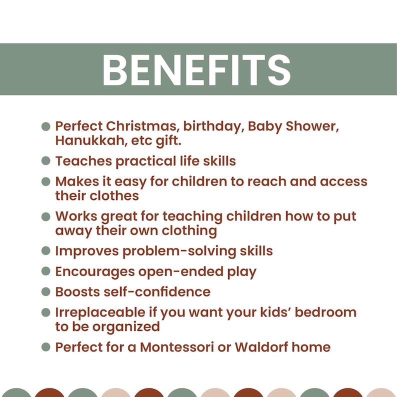 Overview of developmental benefits and problem-solving features of the clothing rack