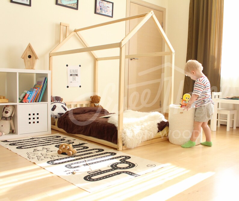 Children furniture house bed frame in FULL size or QUEEN with Headboard and SLATS