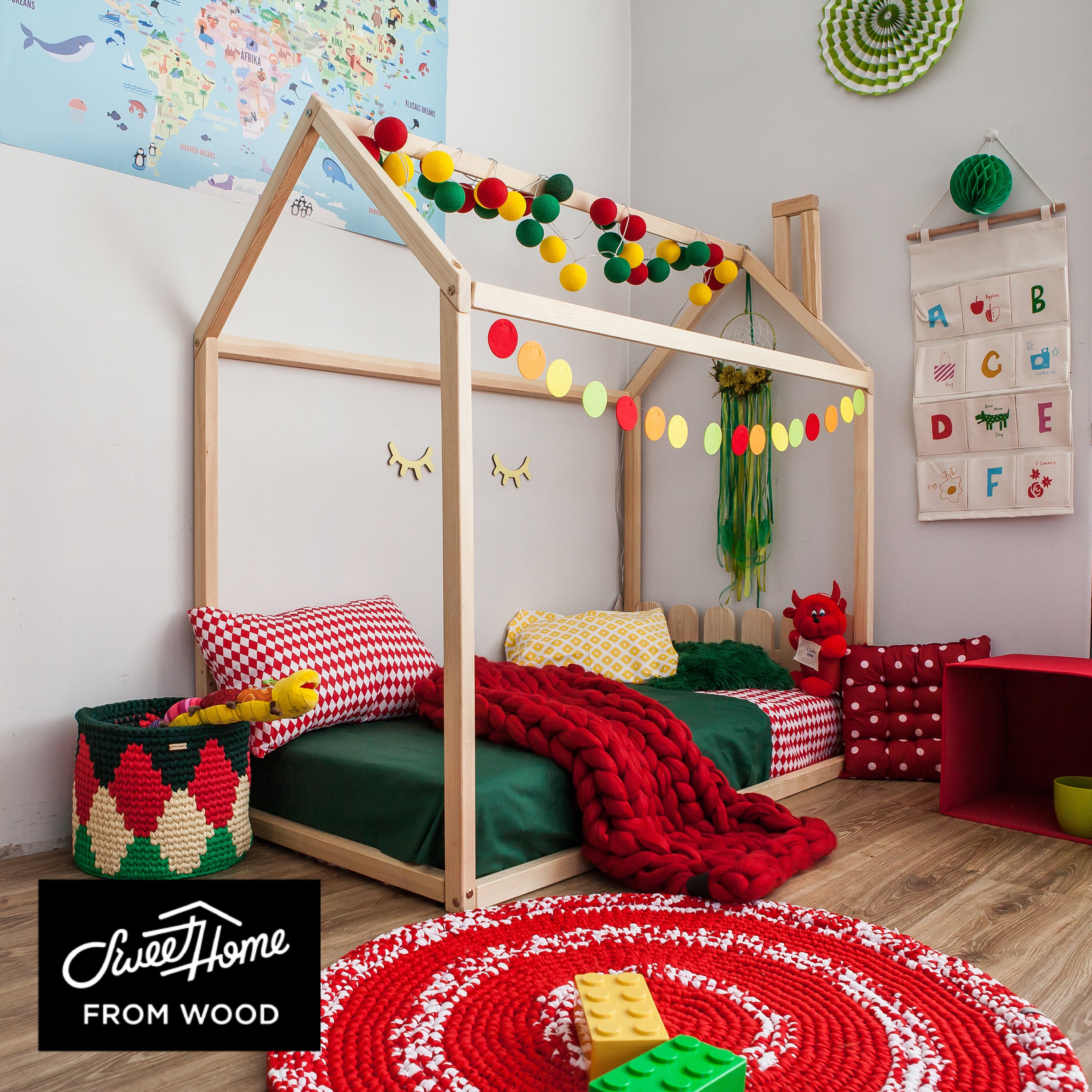 Cama Montessori Modelo Casita Rosada - Woodfairy – Tutti Tienda®