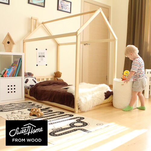 Toddler Floor House Bed Frame Montessori Bed House for Child Etsy