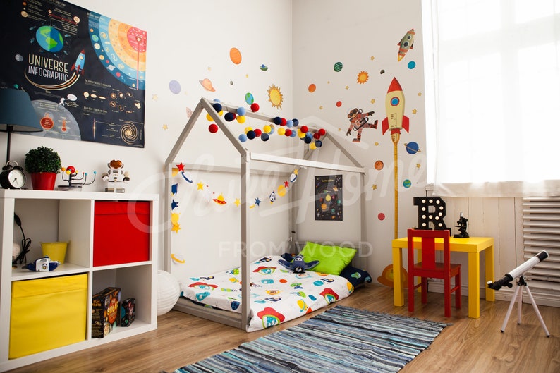 Toddler house bed Montessori floor bed kid/'s bedroom wood bed kid/'s bed