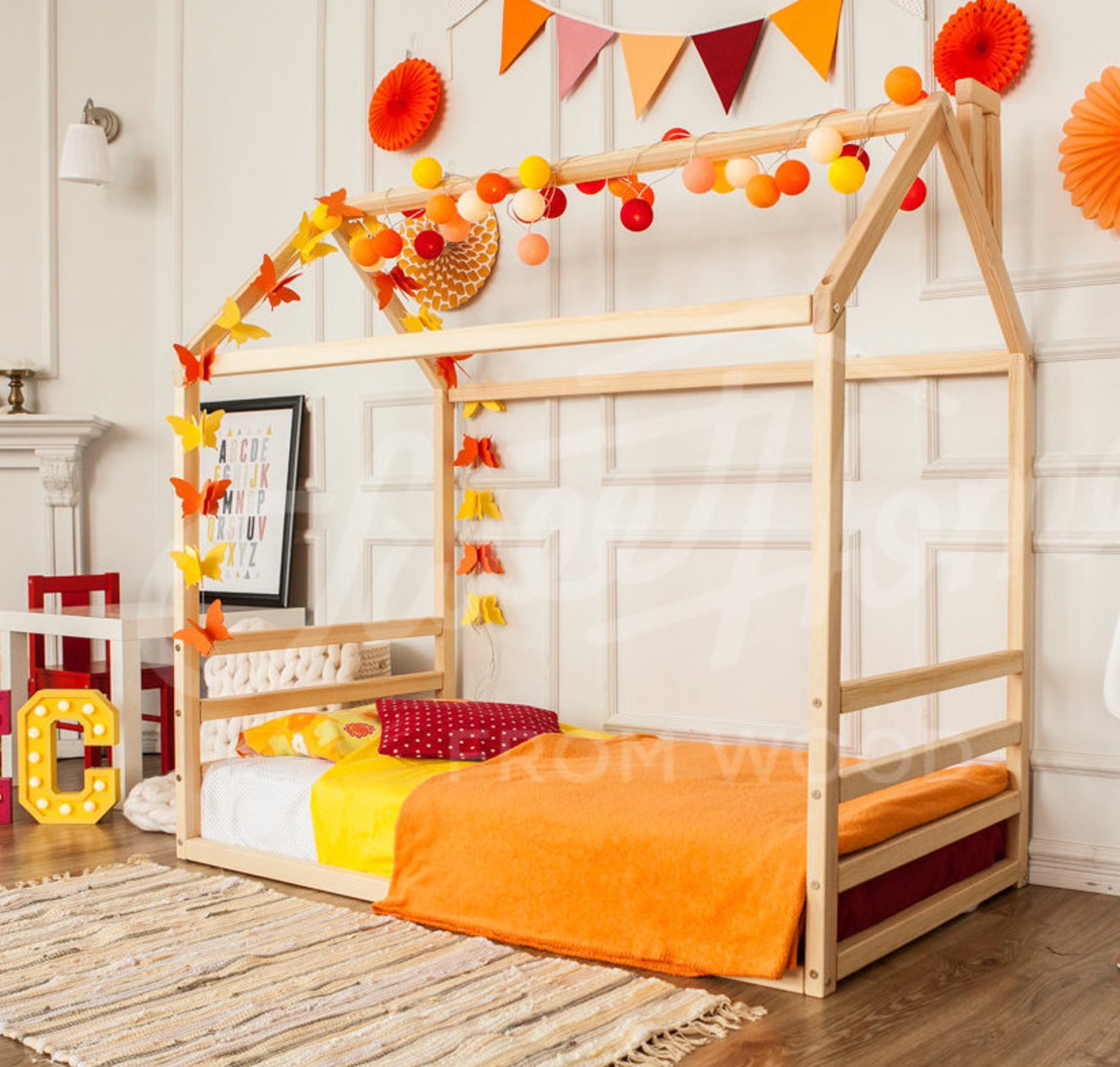 Children bed house frame bed Children furniture Toddler bed Etsy