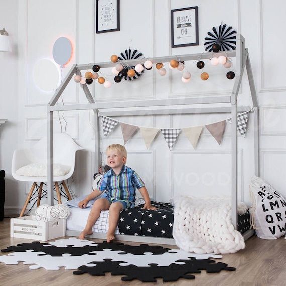 Toddler Bed Play House Frame Children Bunk Home Image 0