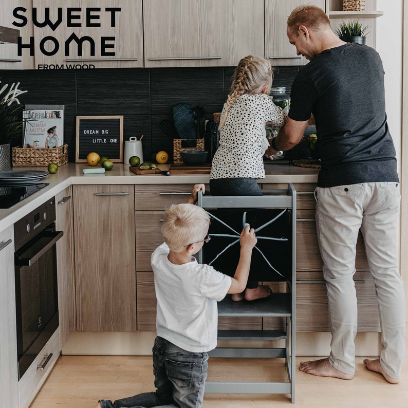 Kitchen helper tower, step stool, learning tower, kitchen helper stool, transformable kitchen step stool, Transformable  kitchen helper step stool, transformable  kitchen tower, Montessori tower, Montessori safety stool, Kitchen safety stool
