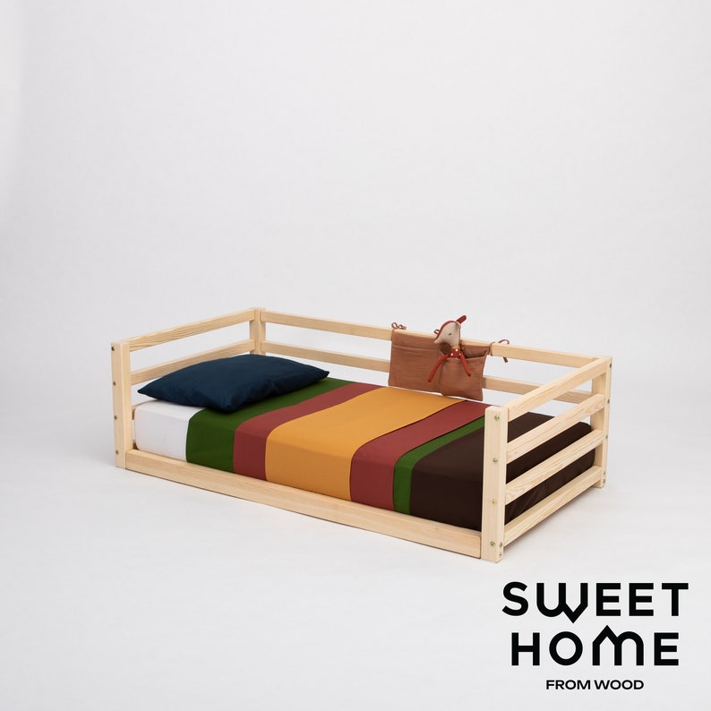 toddler beds, toddler floor bed, wooden frame bed, kids bed, Montessori furniture, boys room furniture, playroom furniture, floor bed, modern kids furniture, kids room decor, Montessori toy, Montessori furniture, wood furniture, Montessori bed full