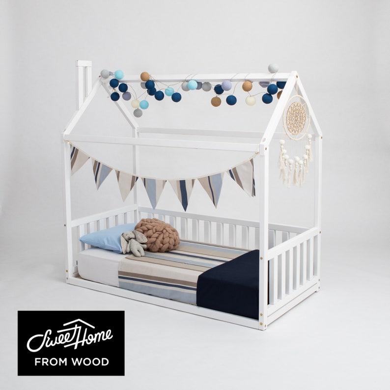 Montessori house bed, montessori toddler, platform bed, Scandinavian design child room, teepee kids bed, Toddler furniture, wood bed, wood beds for girls, wood house bed, Wood Houses, wood toy, wood toys, wooden bed, wooden playhouse, girls bed