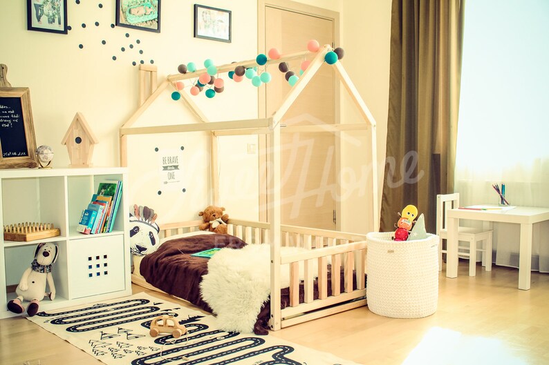 wooden bed or Montessori bed FULLDOUBLE Kids teepee house bed baby bed